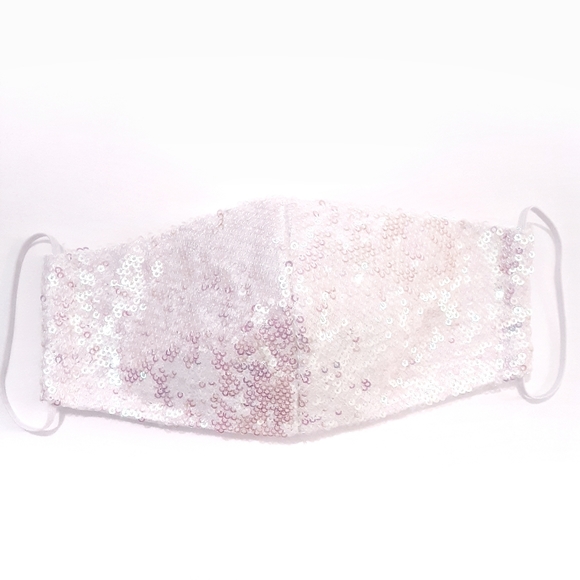 Face mask cream iridescent sequins, w/ wire. NWOT - Picture 2 of 3